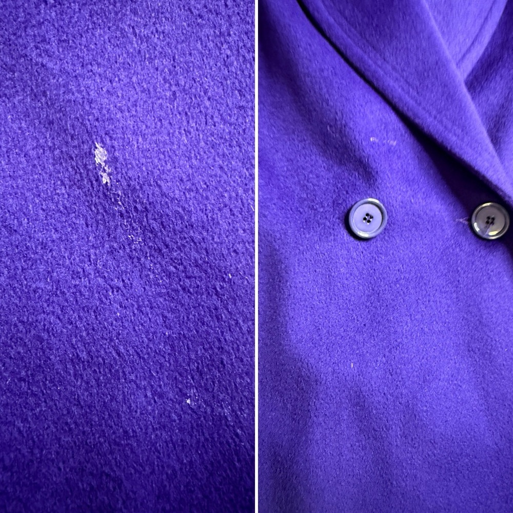 Vintage Carol Horn 100% Wool Long Coat Purple Shawl Collar Double Breasted USA 8 - Picture 9 of 13